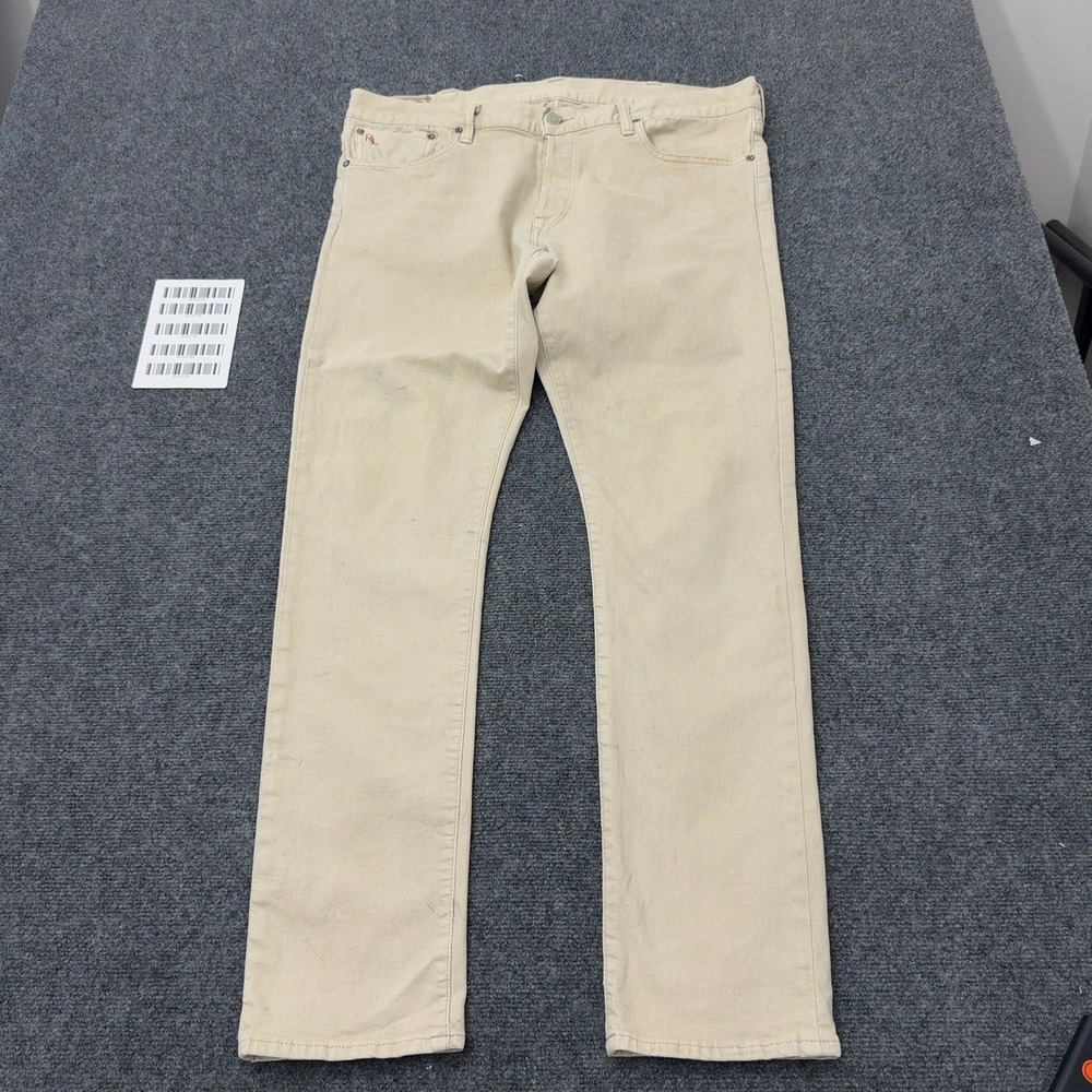Polo Ralph Lauren Sullivan Slim Jeans Mens 38x32 Beige Cotton Stretch Casual